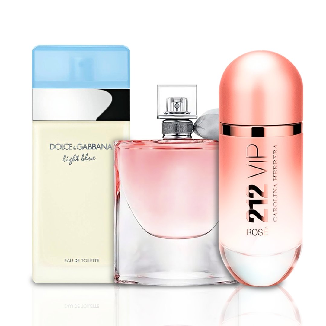 Parfum La Vie est Belle, 212 VIP Rosé und Light Blue