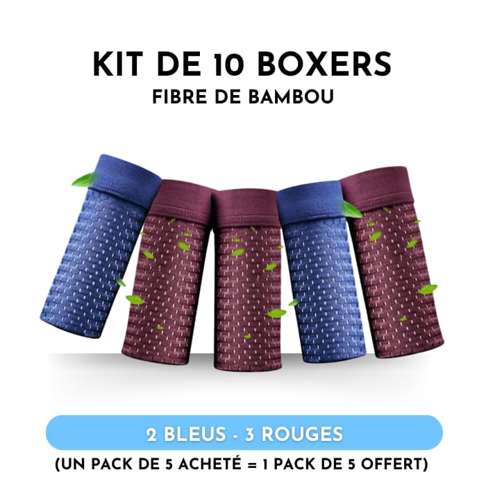 Kit 10 Boxers en Fibre de Bambou Box Hero - Achetez 5 et recevez-en 10